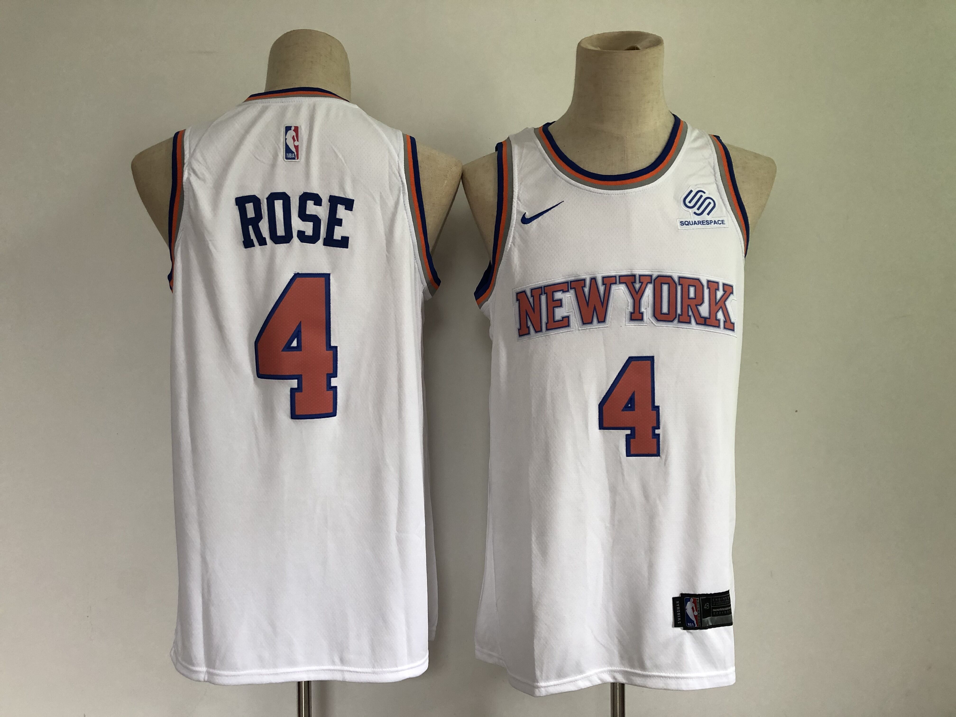 Men New York Knicks 4 Rose White Game Nike 2021 NBA Jersey